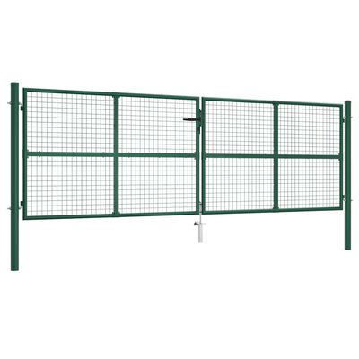 vidaXL Cancello da Giardino a Rete in Acciaio 390x125 cm Verde