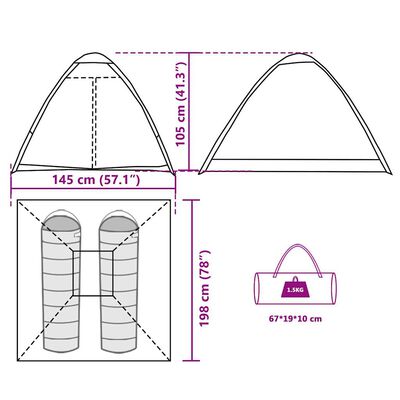 vidaXL Tenda da Campeggio a Cupola 2 Persone Mimetica Impermeabile