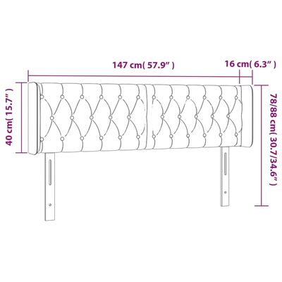 vidaXL Testiera a LED Marrone Scuro 147x16x78/88 cm in Tessuto