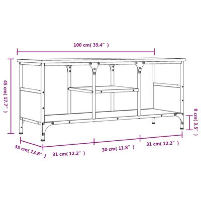 vidaXL Mobile TV Rovere Marrone 100x35x45 cm Legno Multistrato e Ferro