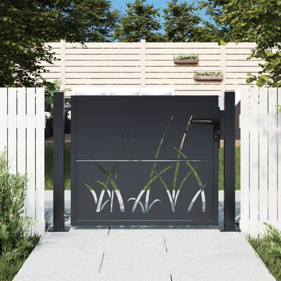 vidaXL Cancello Giardino Antracite 105x105 cm in Acciaio Design Erba