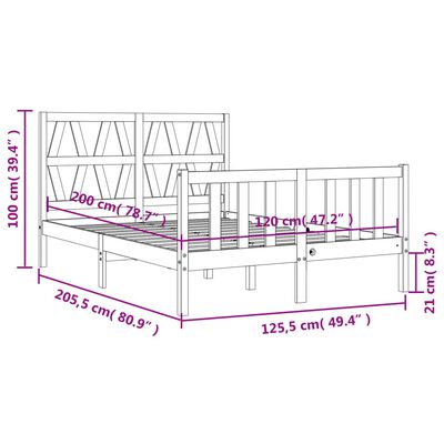 vidaXL Giroletto senza Materasso 120x200 cm in Legno Massello di Pino