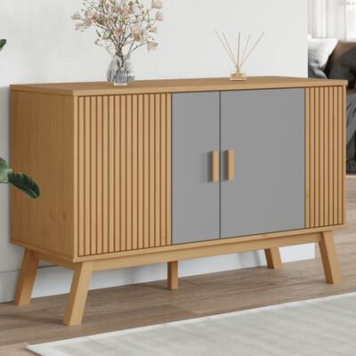 vidaXL Credenza OLDEN Grigia e Marrone 114x43x73,5 cm Massello di Pino