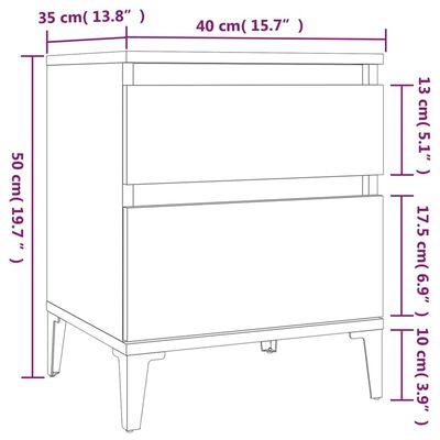 vidaXL Comodini 2 pz Rovere Sonoma 40x35x50 cm