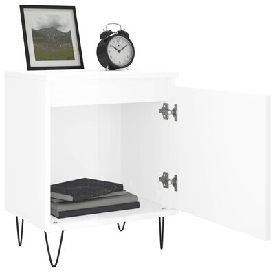 vidaXL Comodino Bianco Lucido 40x30x50 cm in Legno Multistrato