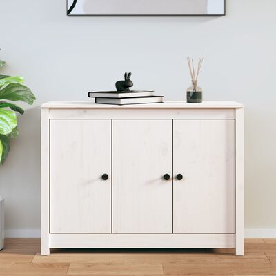 vidaXL Credenza Bianca 100x35x74 cm in Legno Massello di Pino