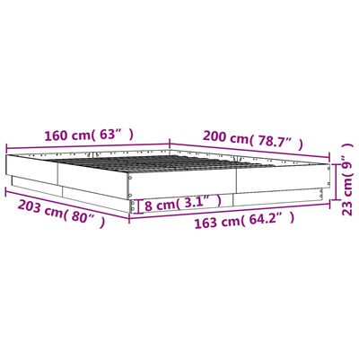 vidaXL Giroletto Grigio Cemento 160x200 cm in Legno Multistrato