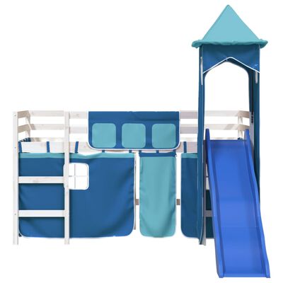 vidaXL Letto a Soppalco con Torre Bambini Blu 90x190cm Massello Pino