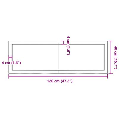 vidaXL Piano Tavolo Marrone 120x40x(2-4) cm Rovere Massello Trattato