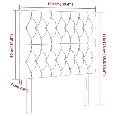 vidaXL Testiera 2 pz Marrone Scuro 100 x 7 x 78/88 cm in Tessuto