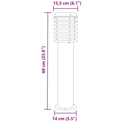 vidaXL Lampada da Terra per Esterni Nera 60 cm in Acciaio Inox