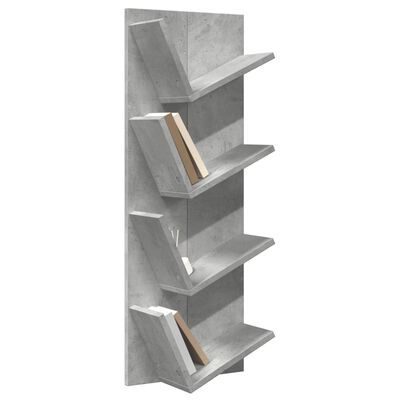 vidaXL Libreria a Parete a 4 Ripiani Grigio Cemento 33x16x90 cm