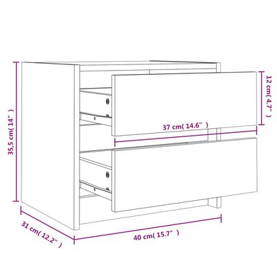 vidaXL Comodini 2 pz 40x31x35,5 cm in Legno Massello di Pino