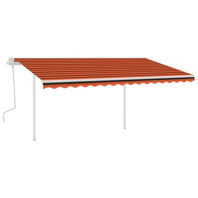 vidaXL Tenda da Sole Manuale con LED 4x3,5 m Arancione e Marrone