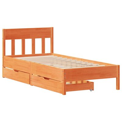 vidaXL Letto senza Materasso Marrone Cera 75x190 cm in Legno di Pino