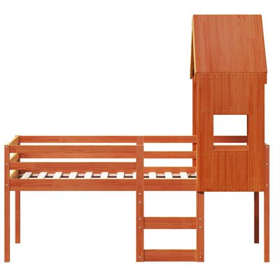 vidaXL Letto a Soppalco con Tetto Cera 75x190cm Legno Massello di Pino