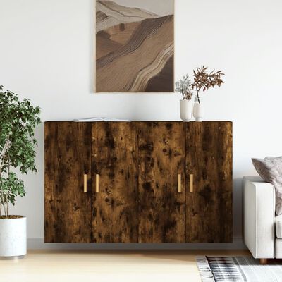 vidaXL Armadietti a Parete 2 pz Rovere Fumo in Legno Multistrato