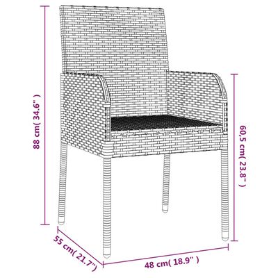 vidaXL Set da Pranzo da Giardino 9 pz con Cuscini Nero in Polyrattan