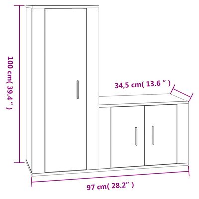 vidaXL Set di Mobili Porta TV 2 pz Rovere Sonoma in Legno Multistrato