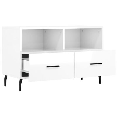 vidaXL Mobile Porta TV Bianco Lucido 80x36x50 cm in Legno Multistrato