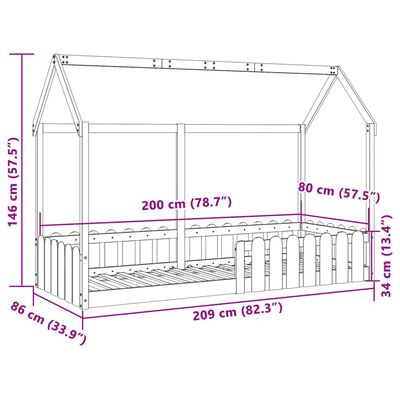 vidaXL Giroletto Casetta Bambini Bianco 80x200 cm Legno Massello Pino