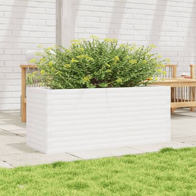 vidaXL Fioriera da Giardino Bianca 110x40x46 cm Legno Massello di Pino