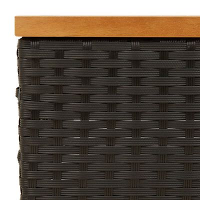 vidaXL Tavolo da Giardino Nero 70x70x25cm in Rattan e Legno di Acacia