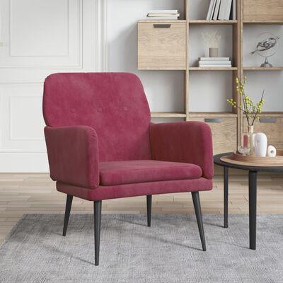 vidaXL Poltrona Rosso Vino 62x79x79 cm Velluto