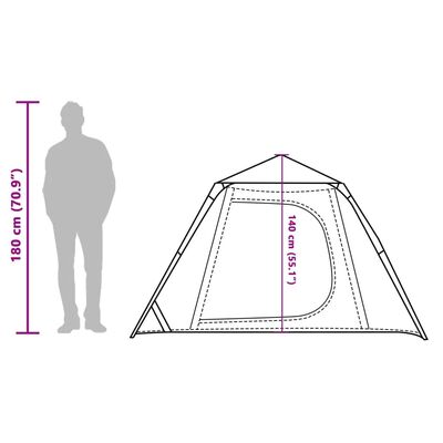 vidaXL Tenda a Cupola 4 Persone Grigio e Arancione a Rilascio Rapido