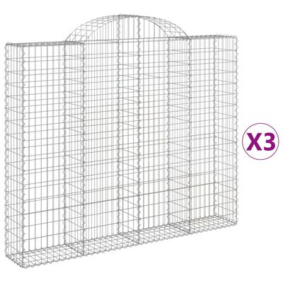 vidaXL Cesti Gabbioni ad Arco 3 pz 200x30x160/180 cm Ferro Zincato