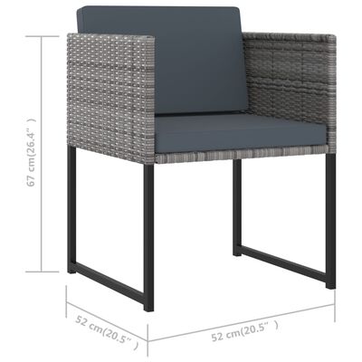 vidaXL Set Pranzo da Giardino 11 pz con Cuscini in Polyrattan Grigio