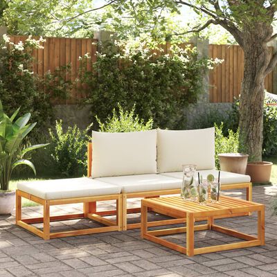 vidaXL Poggiapiedi Giardino con Cuscino 65x65x29 Legno Massello Acacia