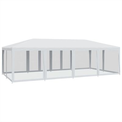 vidaXL Tenda per Feste con 12 Pareti Laterali in Rete Bianco 8x4m HDPE