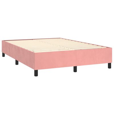 vidaXL Letto a Molle con Materasso e LED Rosa 140x200 cm in Velluto