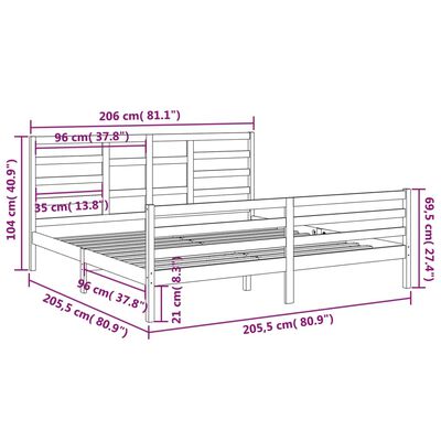 vidaXL Giroletto Nero in Legno Massello 200x200 cm