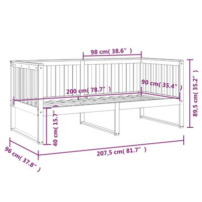 vidaXL Divano Letto senza Materasso Ambra 90x200cm Legno di Pino