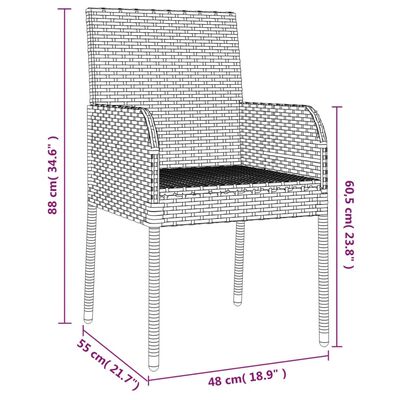 vidaXL Set da Pranzo Giardino 9pz con Cuscini Nero e Grigio Polyrattan