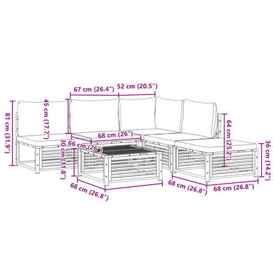 vidaXL Set Divano da Giardino 6 pz con Cuscini in Massello di Acacia