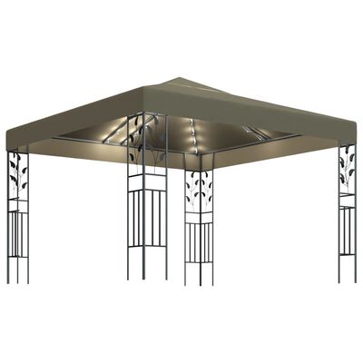 vidaXL Gazebo con Luci LED a Stringa 3x3 m Grigio Talpa