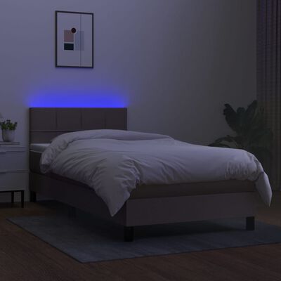 vidaXL Letto a Molle con Materasso e LED Tortora 80x200 cm in Tessuto