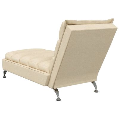 vidaXL Chaise Longue Massaggi con Cuscini Crema in Tessuto