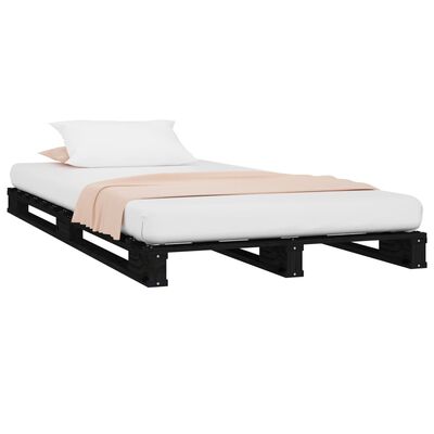 vidaXL Letto a Pallet Nero 90x190 cm Single in Legno Massello di Pino