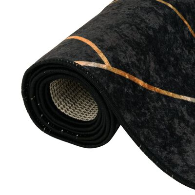 vidaXL Tappeto Lavabile Nero e Oro 160x230 cm Antiscivolo