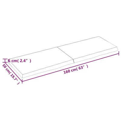 vidaXL Ripiano Marrone Scuro 160x50x(2-6) cm Massello Rovere Trattato