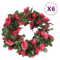 vidaXL Ghirlande Fiori Artificiali 6 pz Rosa Rossa Primaverile 250cm