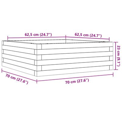 vidaXL Fioriera da Giardino Bianca 70x70x23 cm Legno Massello di Pino