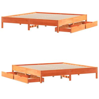 vidaXL Letto senza Materasso Marrone Cera 200x200 cm in Legno di Pino