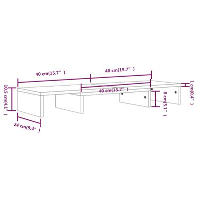 vidaXL Supporto per Monitor Ambrato 80x24x10,5 cm Legno Massello Pino