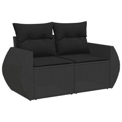 vidaXL Set Divani da Giardino 5 pz con Cuscini in Polyrattan Nero