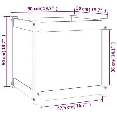 vidaXL Fioriera da Giardino 50x50x50 cm in Legno Massello di Pino